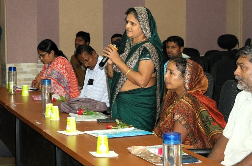 A farmer shared her experience of the impact of crop loss at the workshop