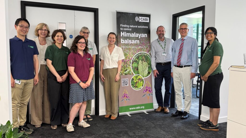 
The CABI team welcomes Baroness Hayman, Biosecurity Minister from DEFRA, to find out more about our vital UK invasive species work, led from our facilities at Silwood Park 